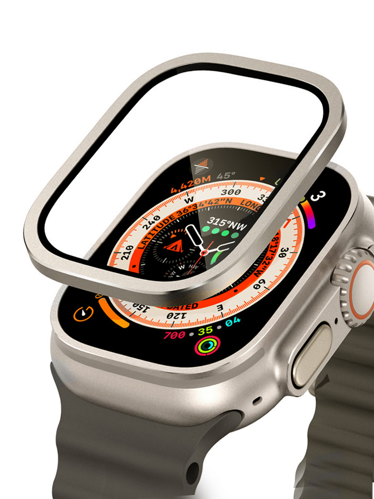 Smartwatch Watches Gift For Women - Apple Watch用の傷防止強化ガラス,チタンメタルフレーム,スクリーンプロテクター,アクセサリー,ウルトラシリーズ2,49mm