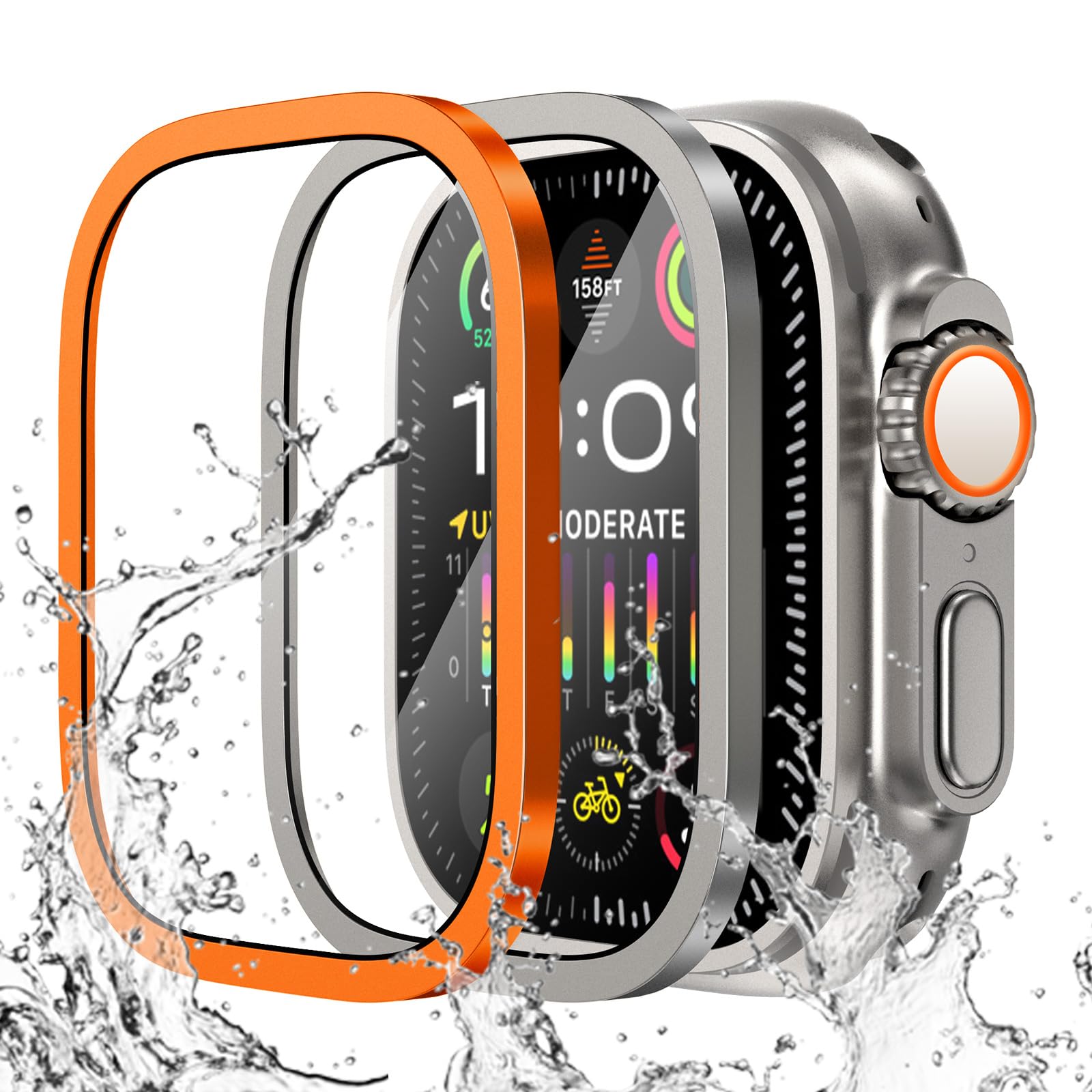 Smartwatch Watches Gift For Women - Apple Watch用の傷防止強化ガラス,チタンメタルフレーム,スクリーンプロテクター,アクセサリー,ウルトラシリーズ2,49mm