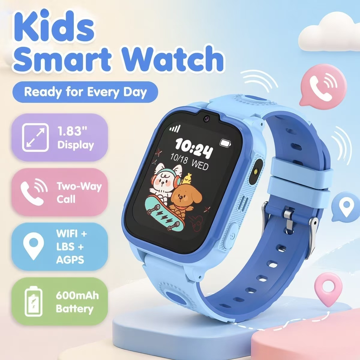 Kids Watches Not Smartwatch - DH28 キッズスマートウォッチ 1.83インチ 240x284 600mAhバッテリー WiFi+LBS+AGPS