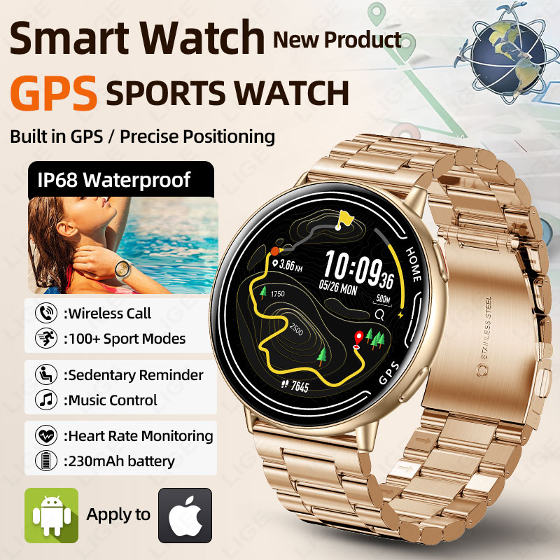 Smartwatch Watches For Women With Gps - LIGE GPS スマートウォッチ心拍数モニタリング Bluetooth 通話アウトドアスポーツ 1ATM