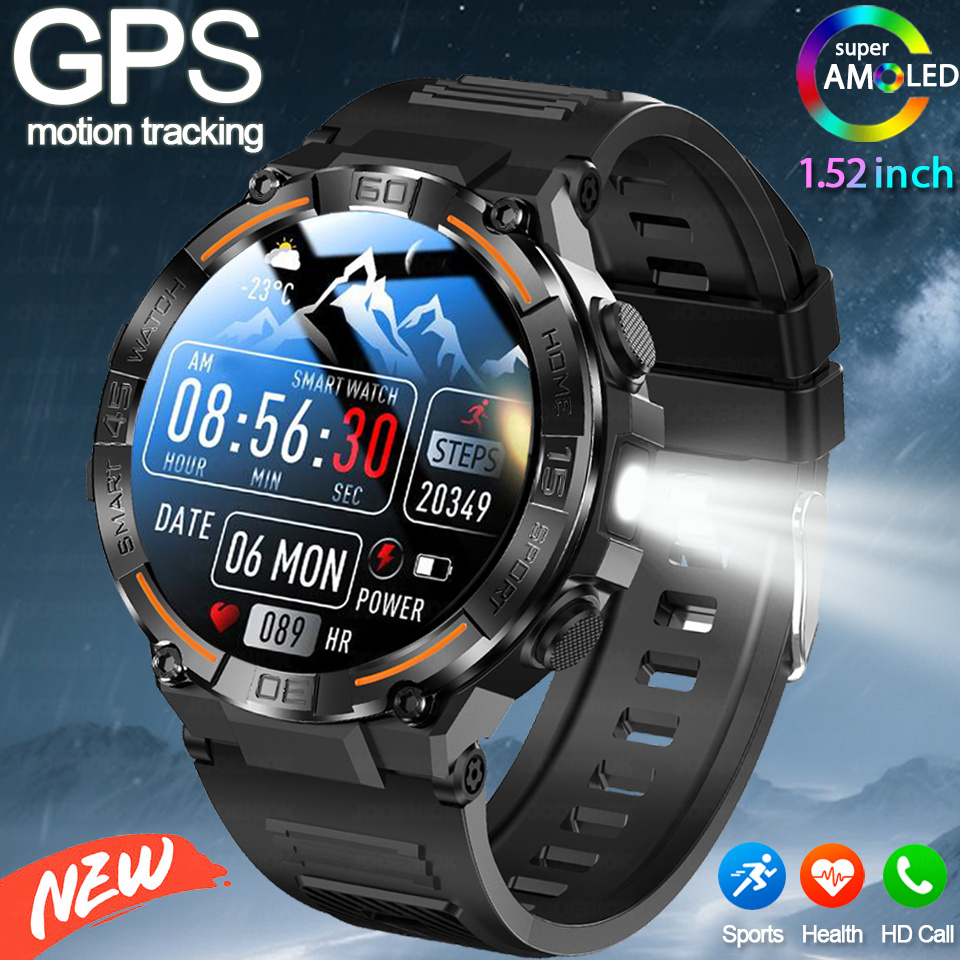 Smartwatch Military Watches For Men - 2026 新しい軍事アウトドアスマートウォッチ GPS 1.52 インチウルトラ HD