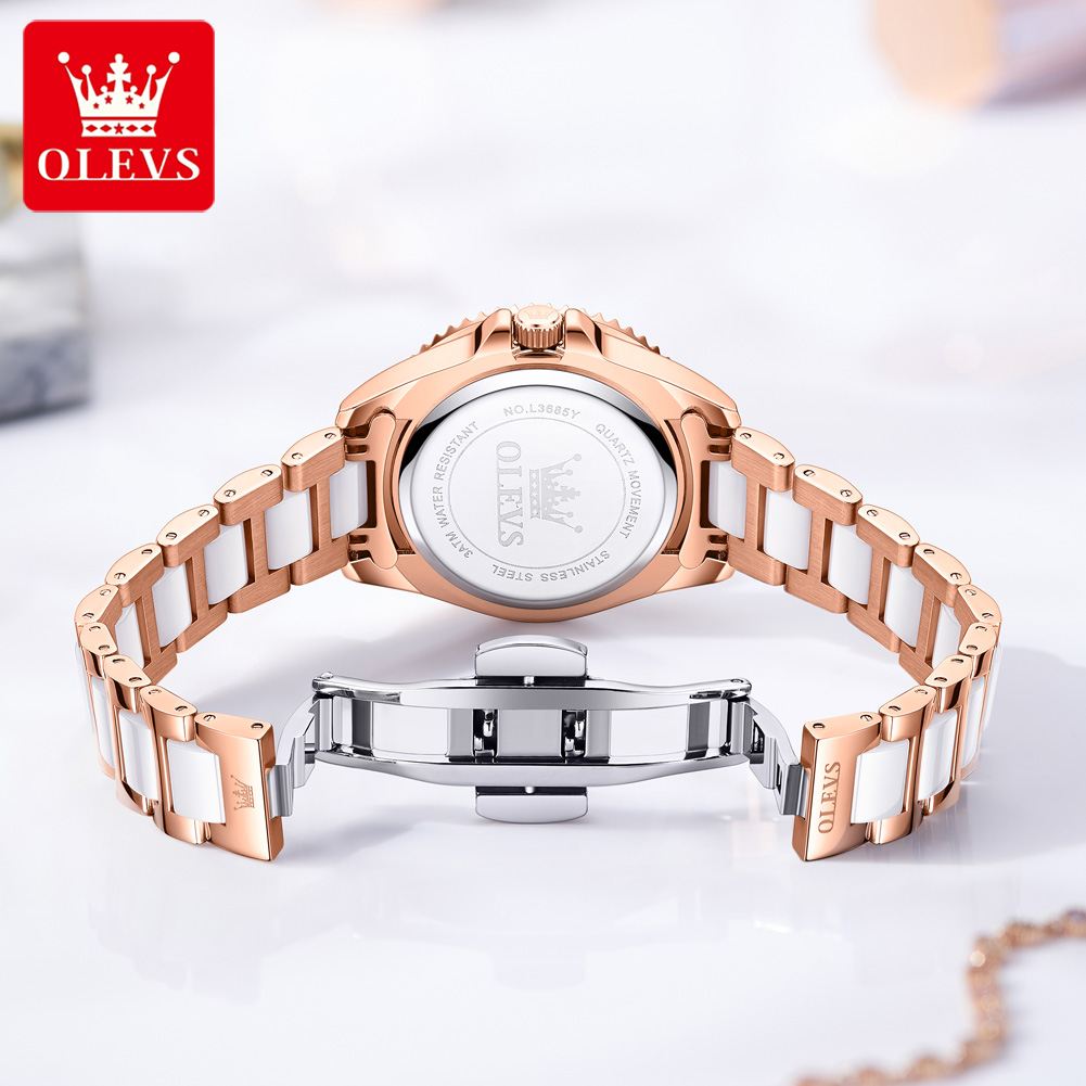 OLEVS 3685 高級レディース腕時計トップカレンダーダ - Luxury Ceramic Watch のレビューと価格