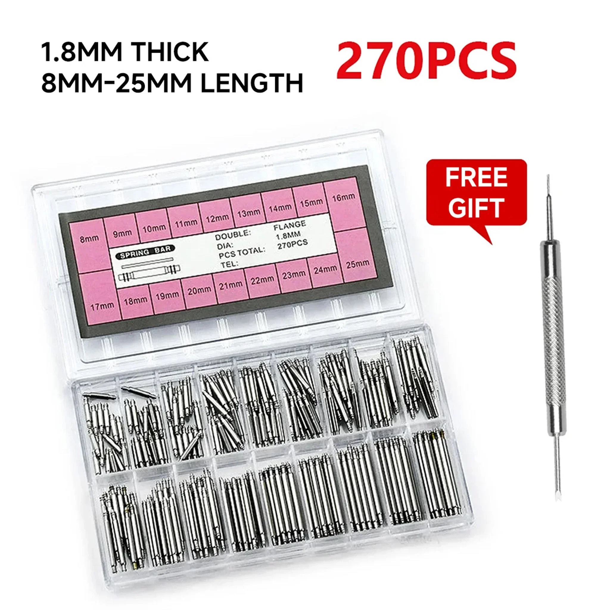 270 ピース/セットステンレス鋼スプリングバー直径 1.5 - Spring Bar Tool のレビューと価格