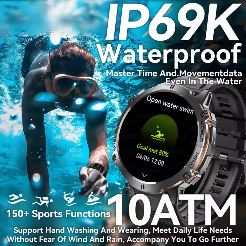 2026新しい軍事用1000mAhスポーツスマートウォッチ男 - Smartwatch Military Watches For Men のレビューと価格