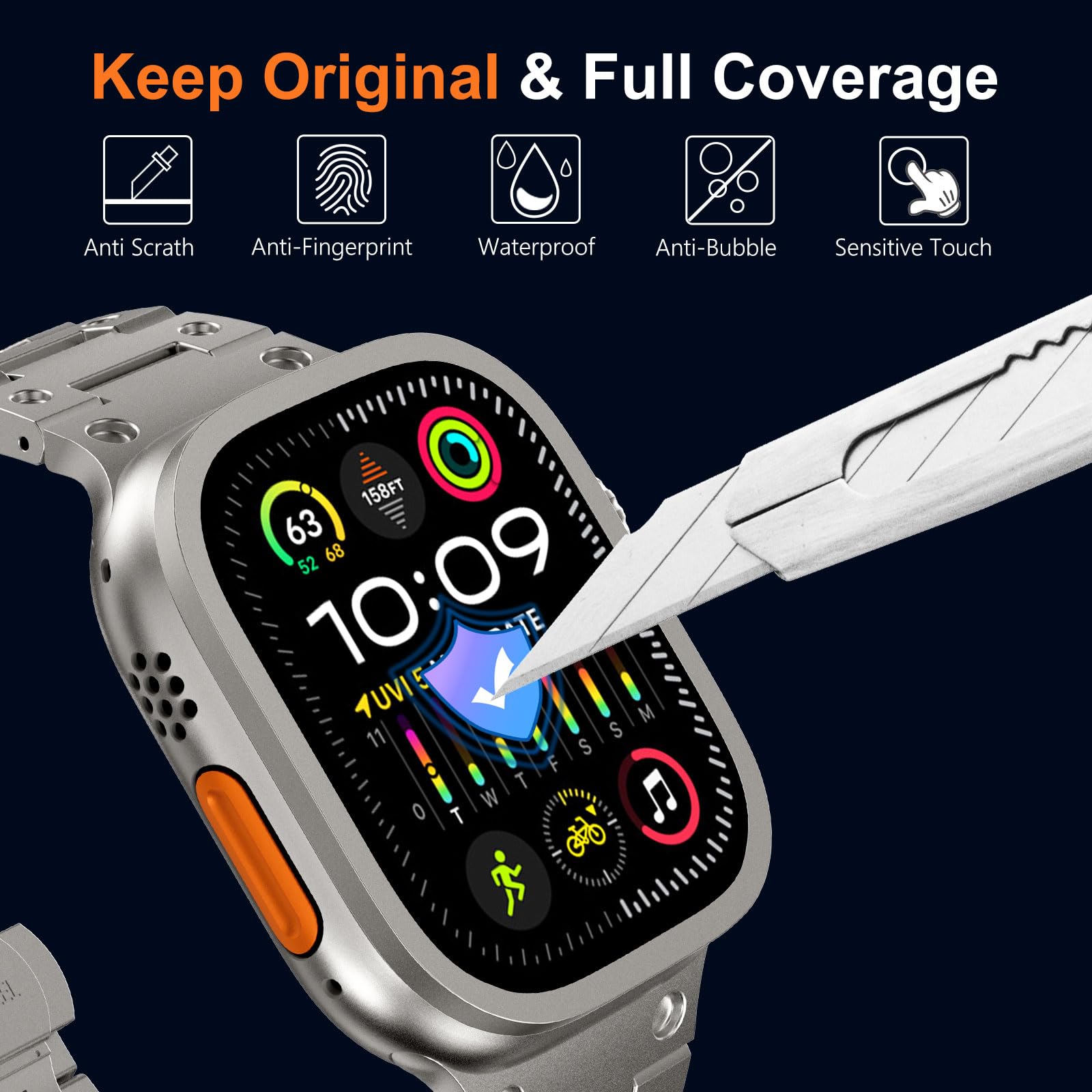 Apple Watch用の傷防止強化ガラス,チタンメタルフレ - Smartwatch Watches Gift For Women のレビューと価格