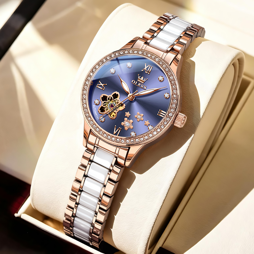 OLEVS ローズゴールドセラミックブレスレット自動巻き時計 - Luxury Ceramic Watch のレビューと価格