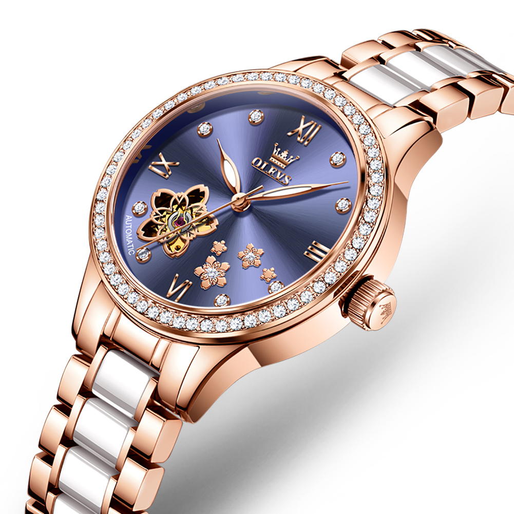 OLEVS ローズゴールドセラミックブレスレット自動巻き時計 - Luxury Ceramic Watch のレビューと価格