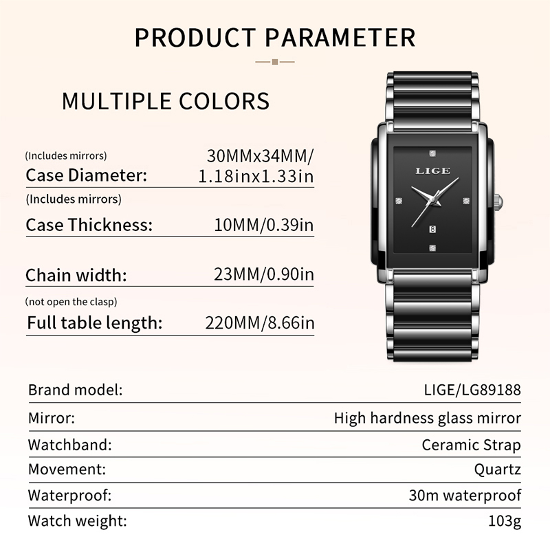 LIGE 新しい高級女性腕時計エレガントなセラミッククォーツ - Luxury Ceramic Watch のレビューと価格