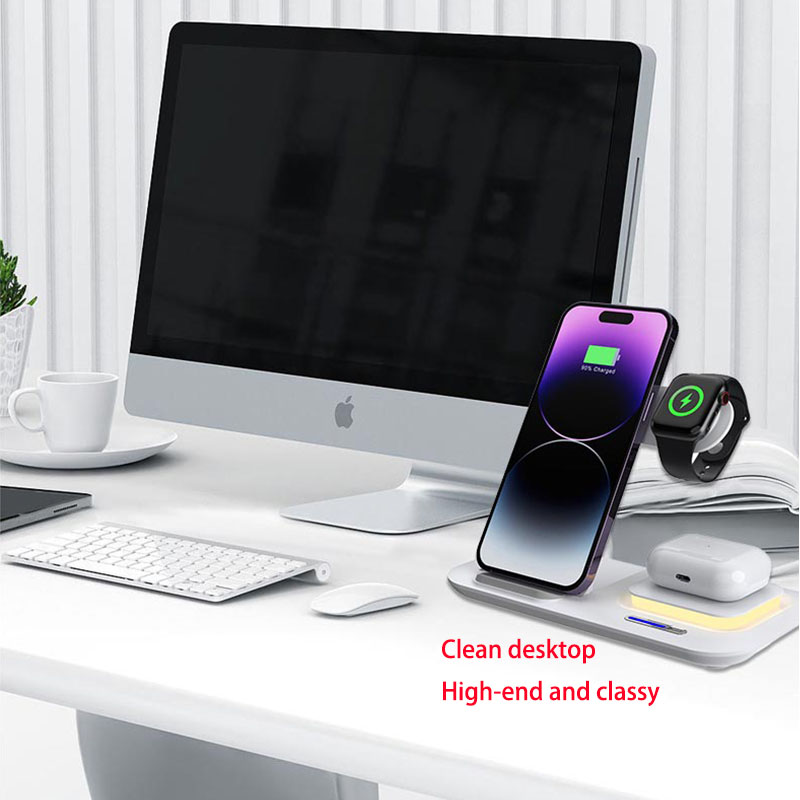 ホット3in1折りたたみ式ワイヤレス携帯電話充電ステーション - Smartwatch Phone Watches のレビューと価格