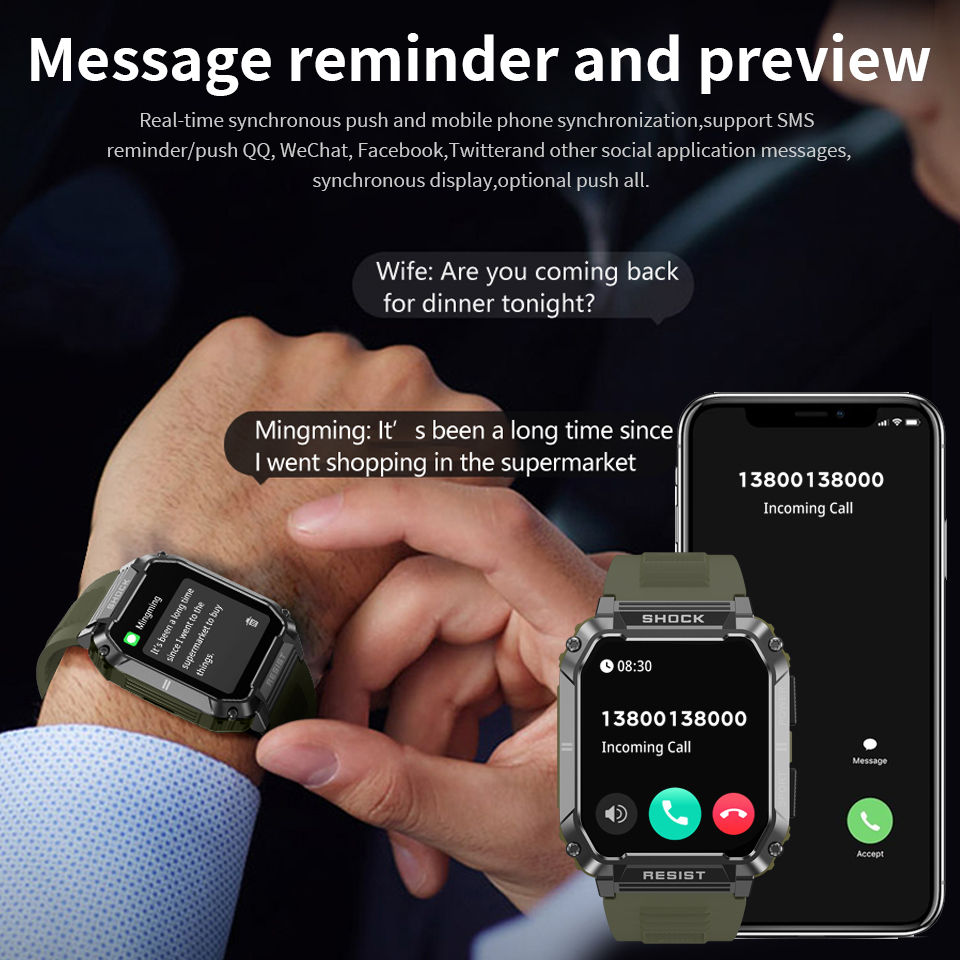 LIGE メンズスマートウォッチ ヘルスブレスレット 心拍数 - Smartwatch Watches For Sale のレビューと価格