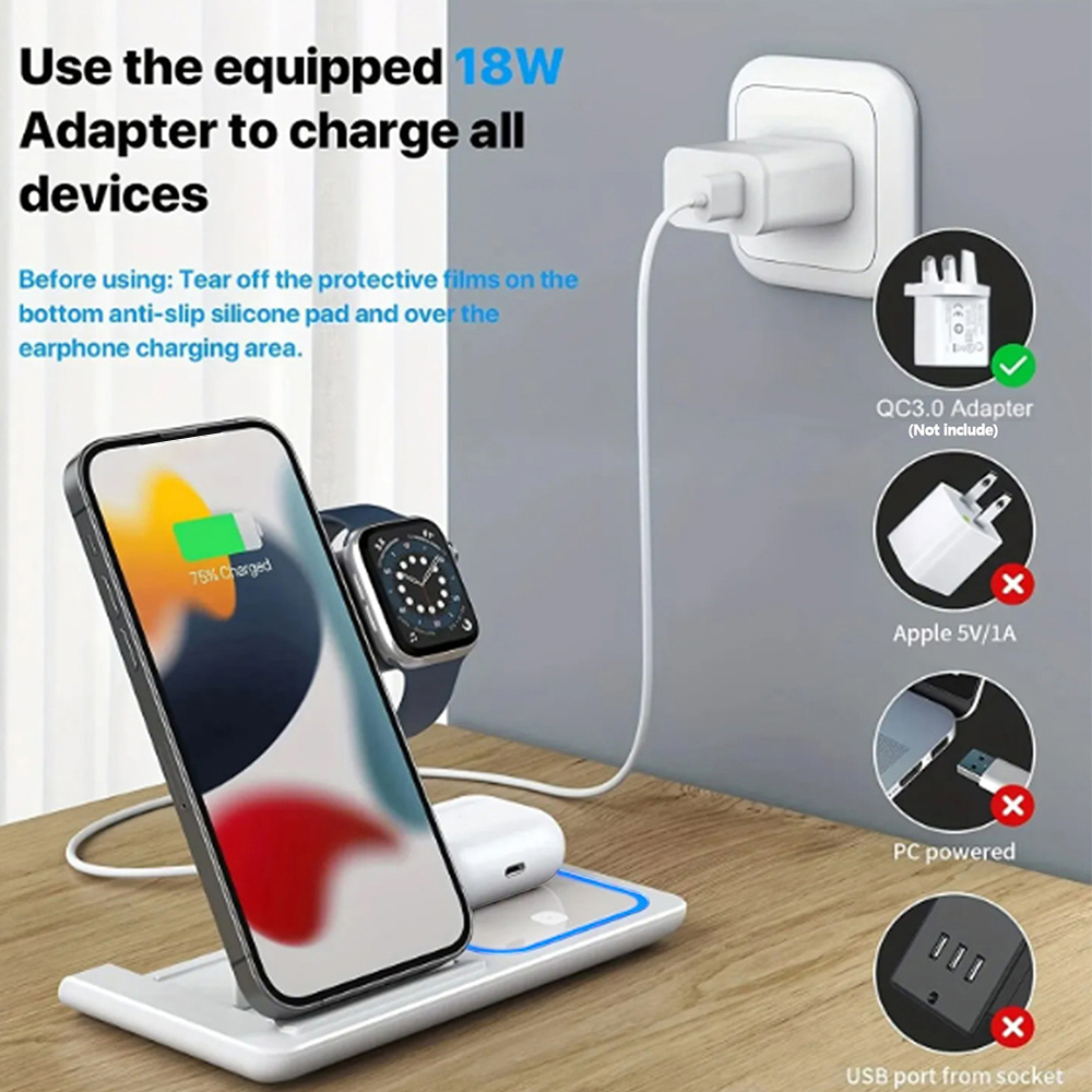 15W 3in1 ワイヤレス充電スタンドパッド 折りたたみ式 - Smartwatch Apple Watch のレビューと価格