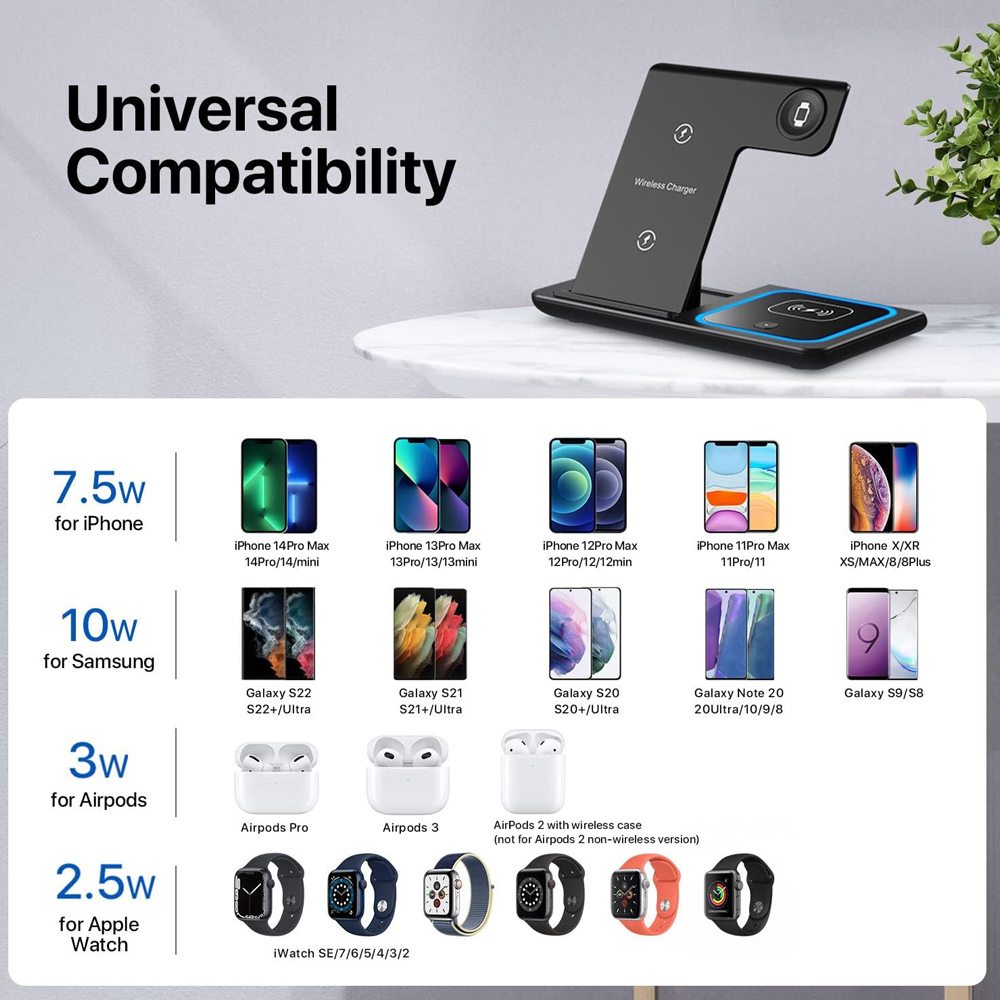 ワイヤレス充電器ホルダー スタンド 3 in 1 折りたたみ - Smartwatch Phone Watches のレビューと価格