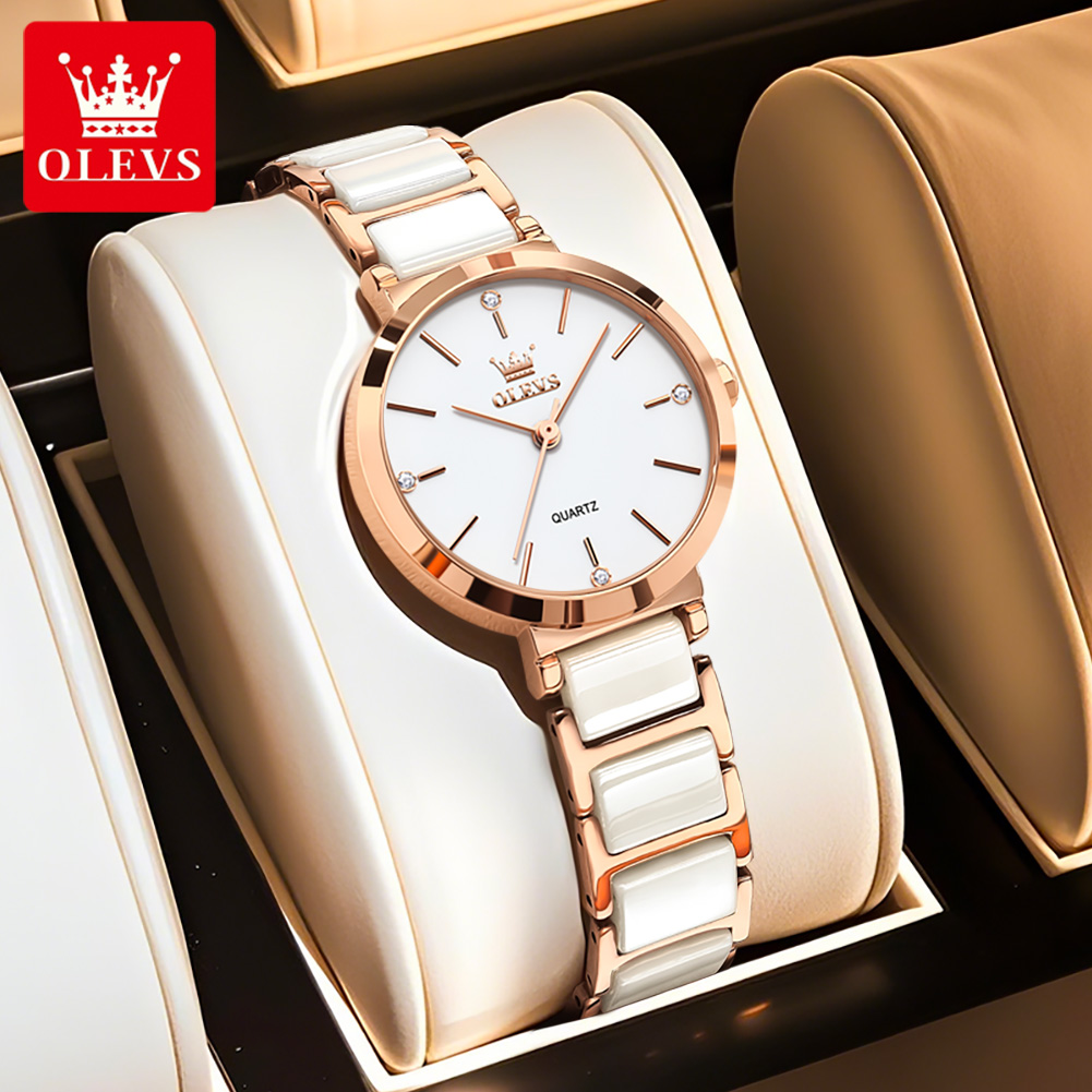 OLEVS 5877 レディース腕時計、人気商品、エレガント - Luxury Ceramic Watch のレビューと価格