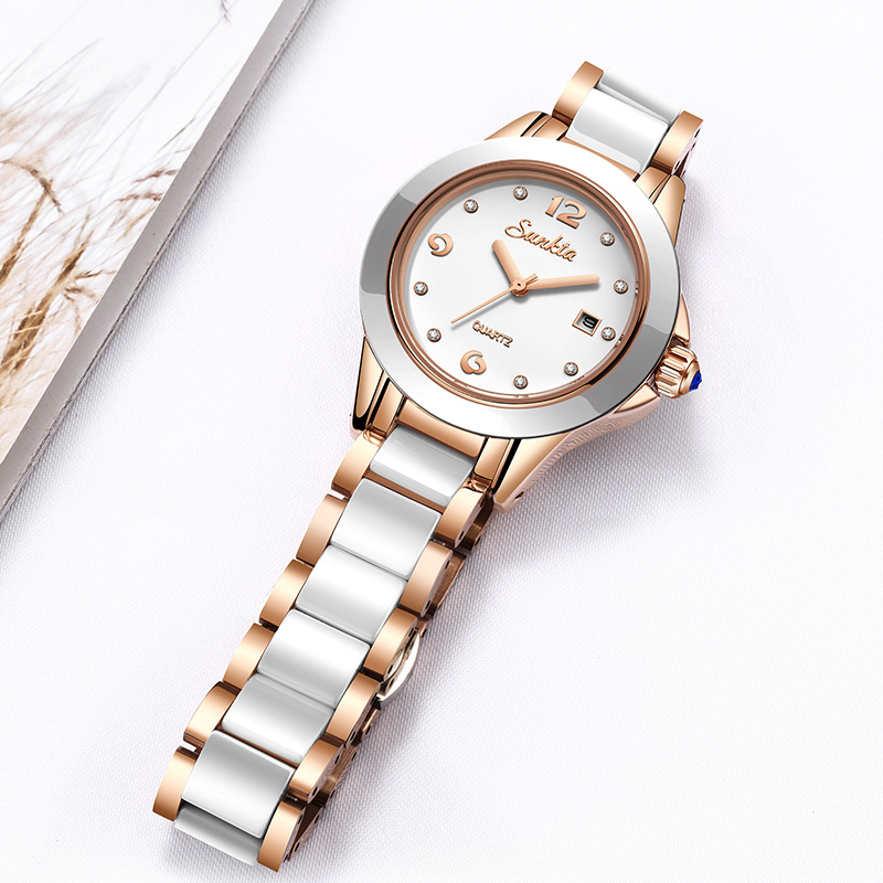 Sunkta ファッションカジュアルクォーツ女性腕時計エレガ - Luxury Ceramic Watch のレビューと価格