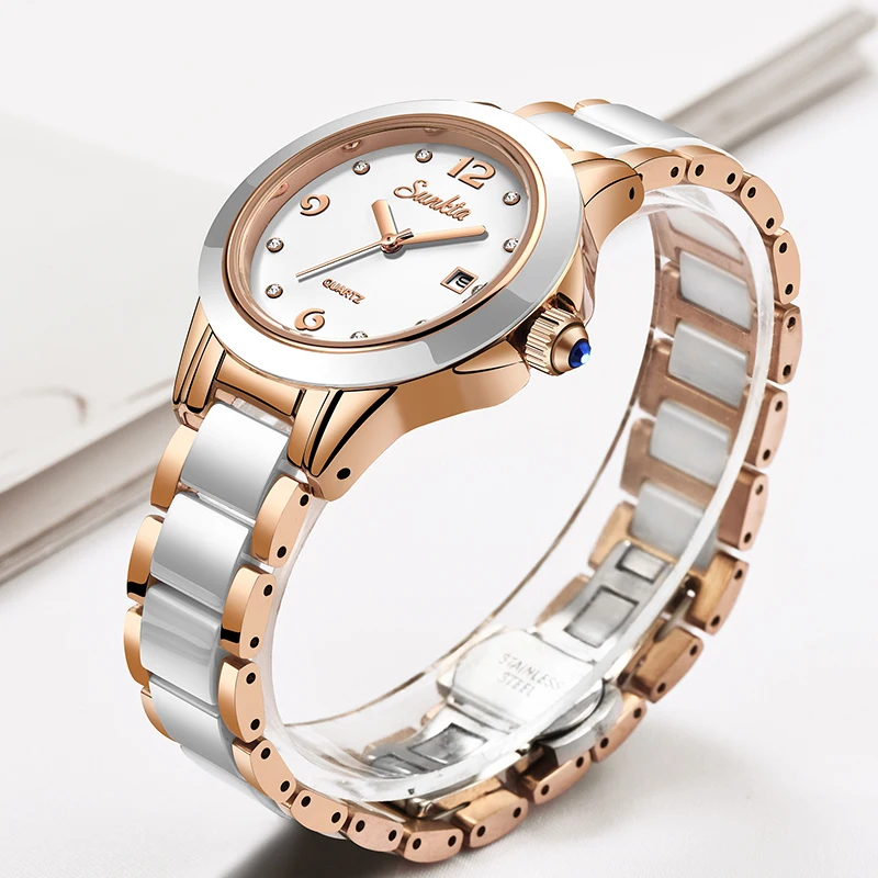 Sunkta ファッションカジュアルクォーツ女性腕時計エレガ - Luxury Ceramic Watch のレビューと価格
