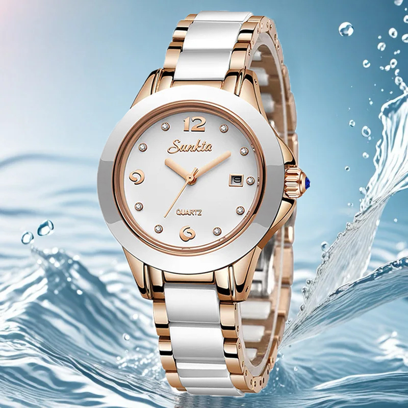 Sunkta ファッションカジュアルクォーツ女性腕時計エレガ - Luxury Ceramic Watch のレビューと価格