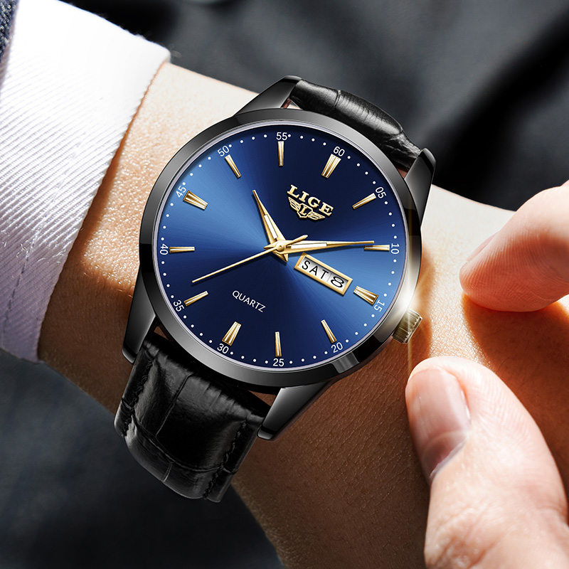 LIGE マン腕時計ファッションレザーストラップメンズ腕時計 - Smartwatch Military Watches For Men のレビューと価格