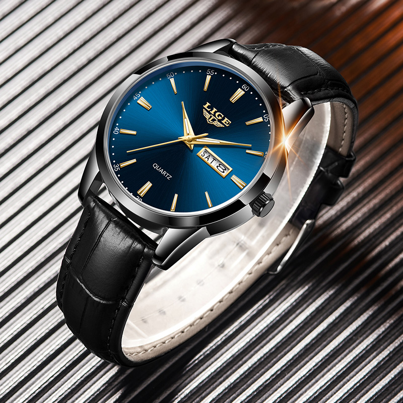 LIGE マン腕時計ファッションレザーストラップメンズ腕時計 - Smartwatch Military Watches For Men のレビューと価格