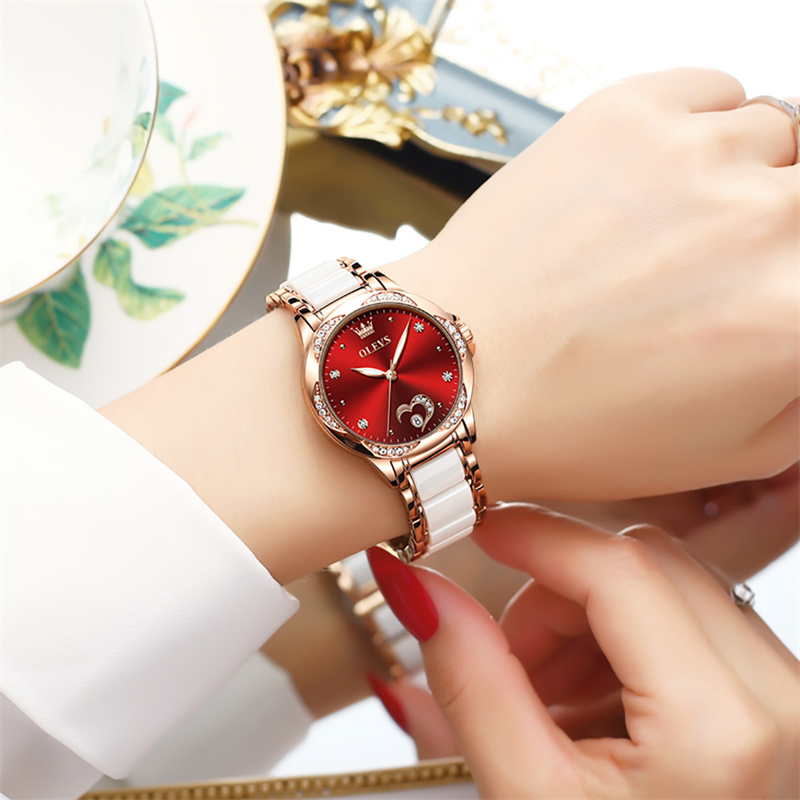 Olevs-女性用防水時計、女性用セラミック時計、自動機械式 - Luxury Ceramic Watch のレビューと価格