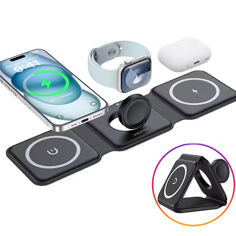 3-in-1 磁気折りたたみ式ワイヤレス充電器、15W急速充 - Smartwatch Apple Watch のレビューと価格