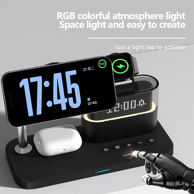 多機能ワイヤレス充電器スタンドパッド RGB ライト目覚まし - Watches Smartwatch Samsung のレビューと価格