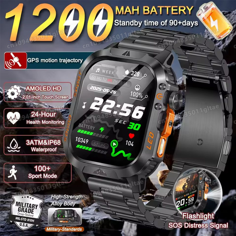 2026 新しい軍事スマートウォッチ男性 IP67 3ATM - Smartwatch Military Watches For Men のレビューと価格