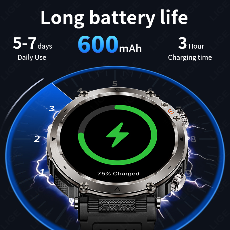 新しい軍事屋外スマートウォッチ男性心拍数モニター時計 LED - Smartwatch Military Watches For Men のレビューと価格