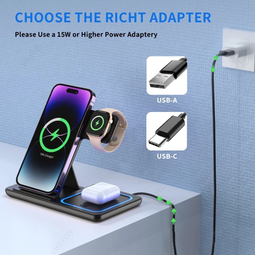 折りたたみ式3in1ワイヤレス充電ステーション iPhone - Smartwatch Apple Watch のレビューと価格