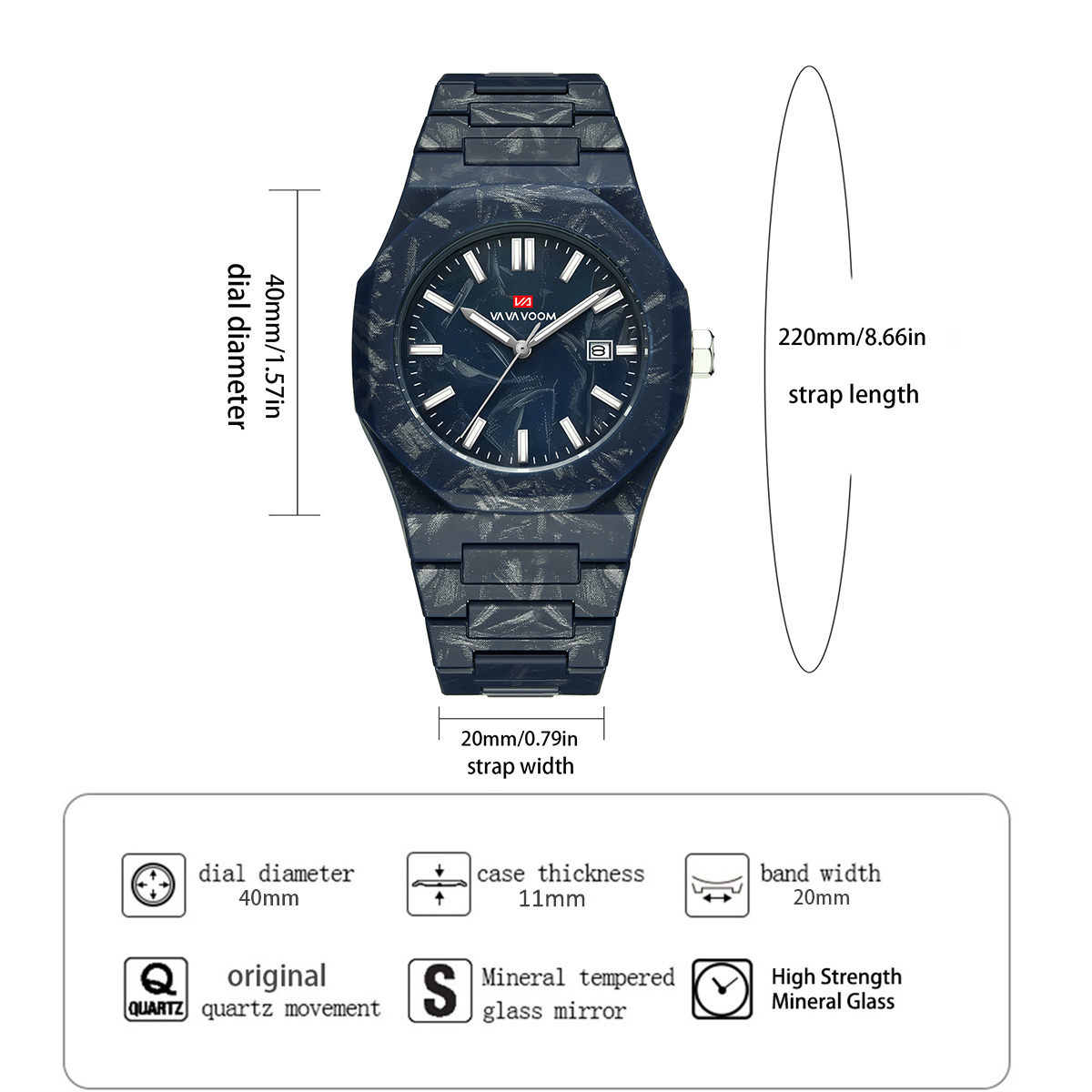 VA VA VOOM メンズ腕時計クォーツムーブメント 40 - Smartwatch Military Watches For Men のレビューと価格