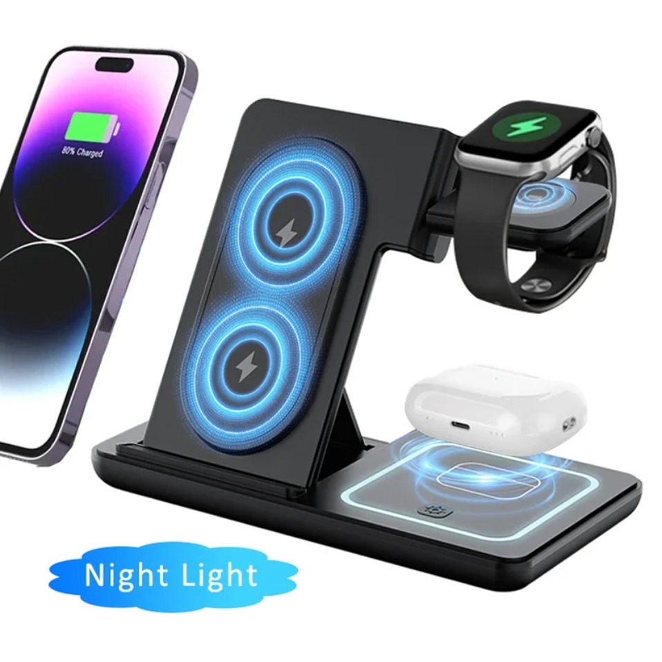 ナイトLEDライト付き3in1ワイヤレス充電器 折りたたみ式 - Watches Smartwatch Samsung のレビューと価格
