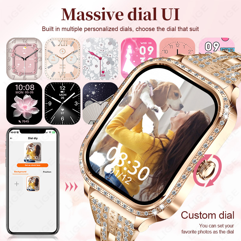 LIGE スマートウォッチ女性防水 Bluetooth 通話 - Smartwatch Digital Watches For Women のレビューと価格