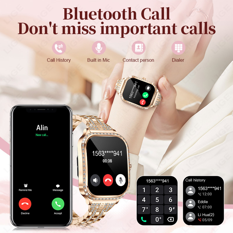 LIGE スマートウォッチ女性防水 Bluetooth 通話 - Smartwatch Digital Watches For Women のレビューと価格