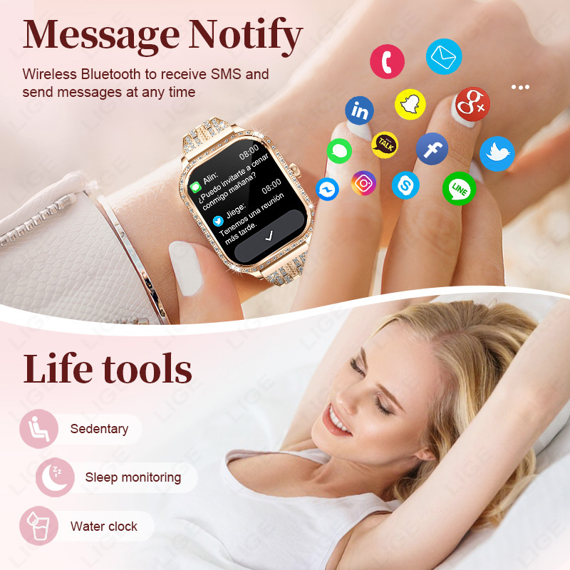 LIGE スマートウォッチ女性防水 Bluetooth 通話 - Smartwatch Digital Watches For Women のレビューと価格