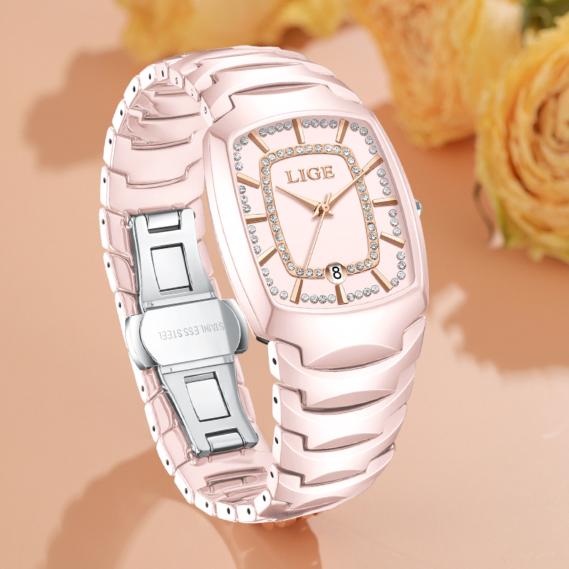 LIGE エレガントな高級クォーツ時計女性用クラシックファッ - Luxury Ceramic Watch のレビューと価格