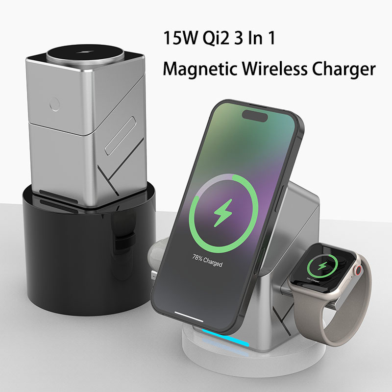 15Wタッチ回転式磁気多機能3in1ワイヤレス充電器 iPh - Smartwatch Apple Watch のレビューと価格