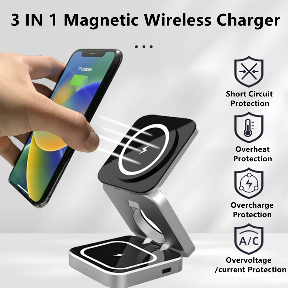 折りたたみ可能な磁気ワイヤレス充電器スタンドマグネットサムス - Watch 7 Smartwatch Iphone のレビューと価格